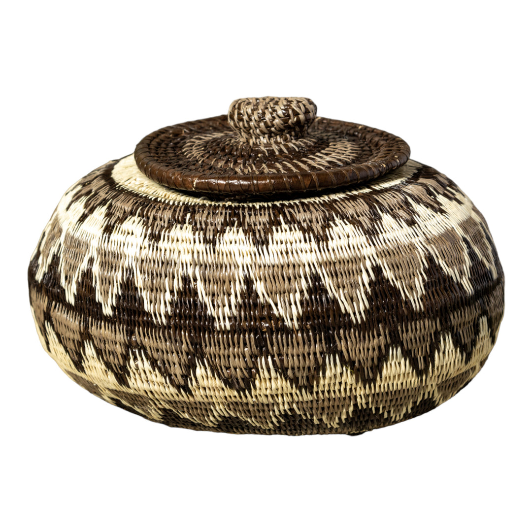 Gray Forest Melody Woven Basket With Top