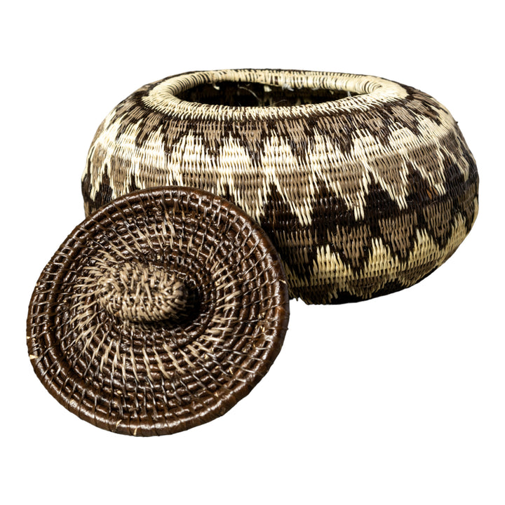Gray Forest Melody Woven Basket With Top