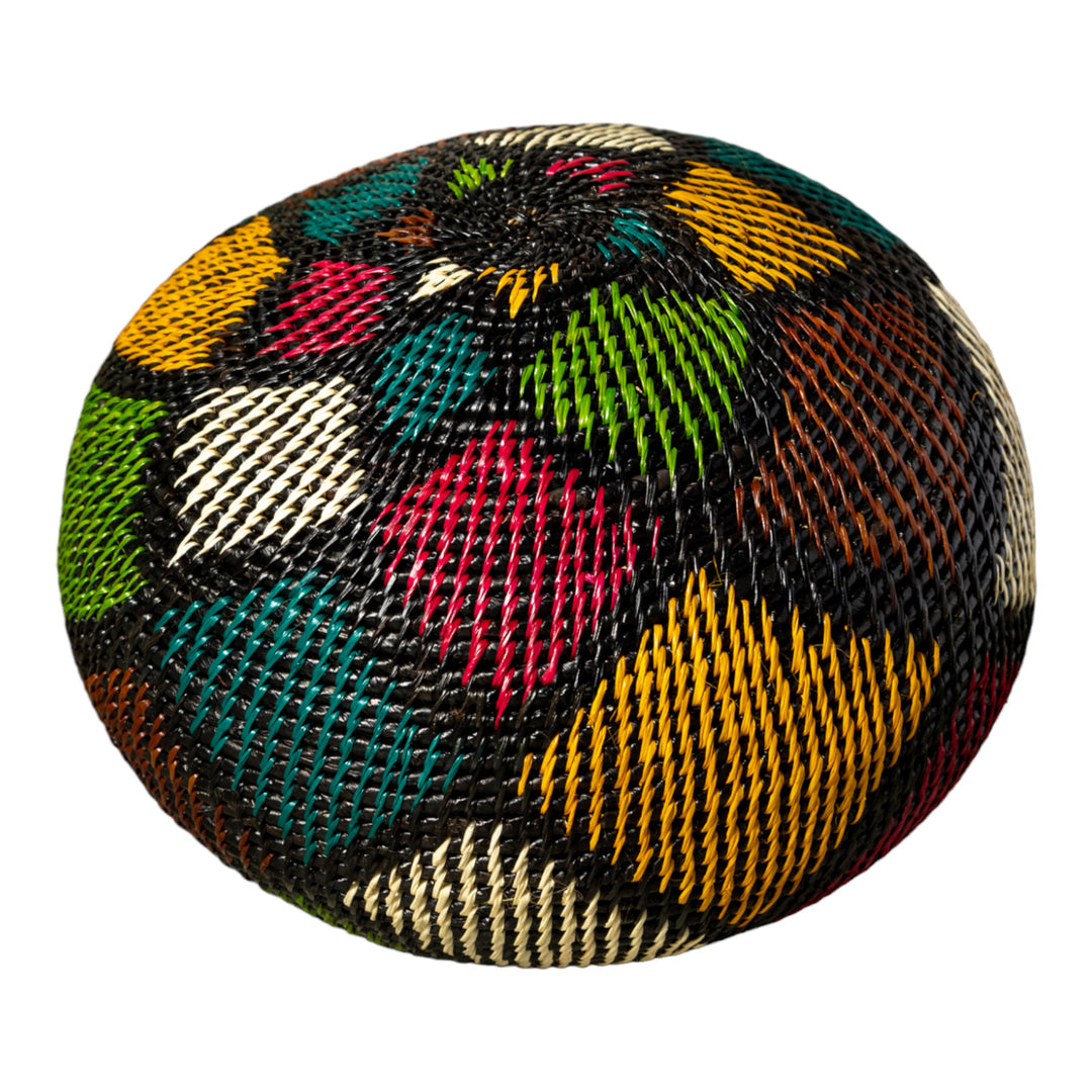 Rainbow Colors Fish Net Woven Basket With Top