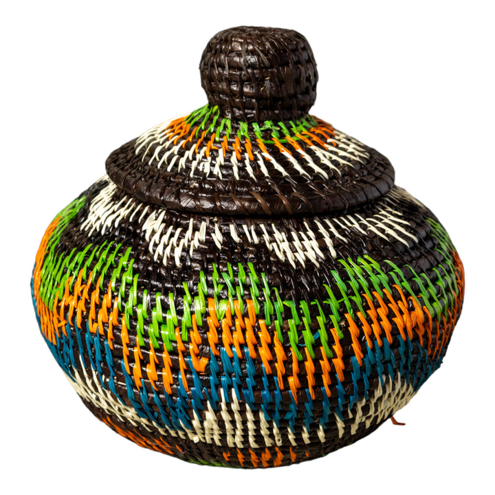 Coastal Waves Woven Basket With Top