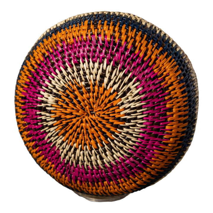 Orange Blue And White Rainforest Basket With Top