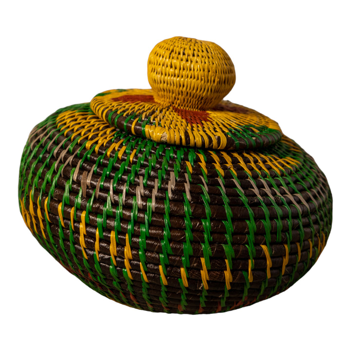 Amazonian Mosaic Rainforest Basket With Top