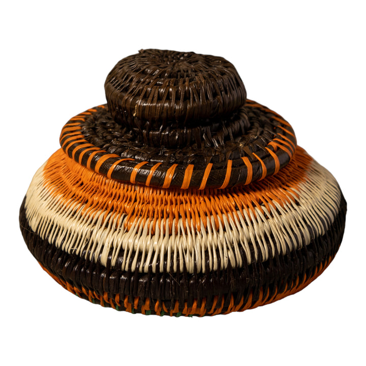 Orange Brown And Green Rainforest Basket With Top