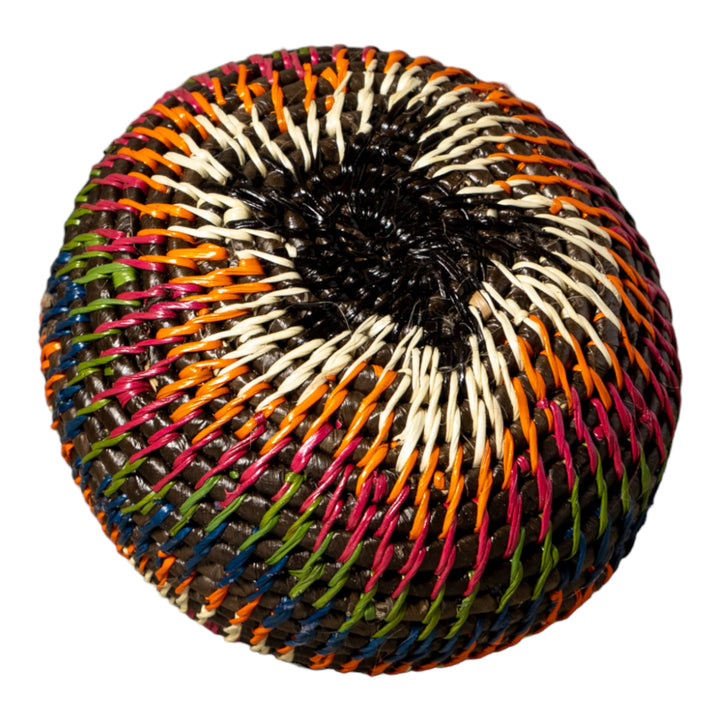 Small Orange Jungle Allure Woven Basket With Top