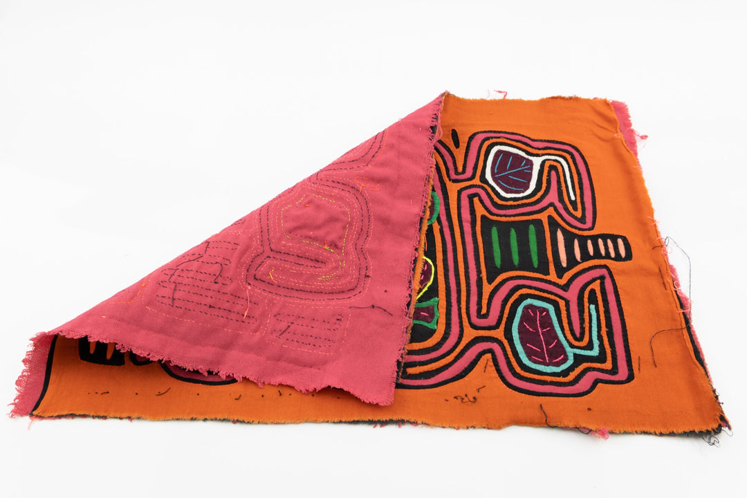 Hand Stitch Lost Kangaroo Panama Mola Textile art, Latin American wall art, Boho Wall Decor, Tapestry, Rainforest Decor, Geometric