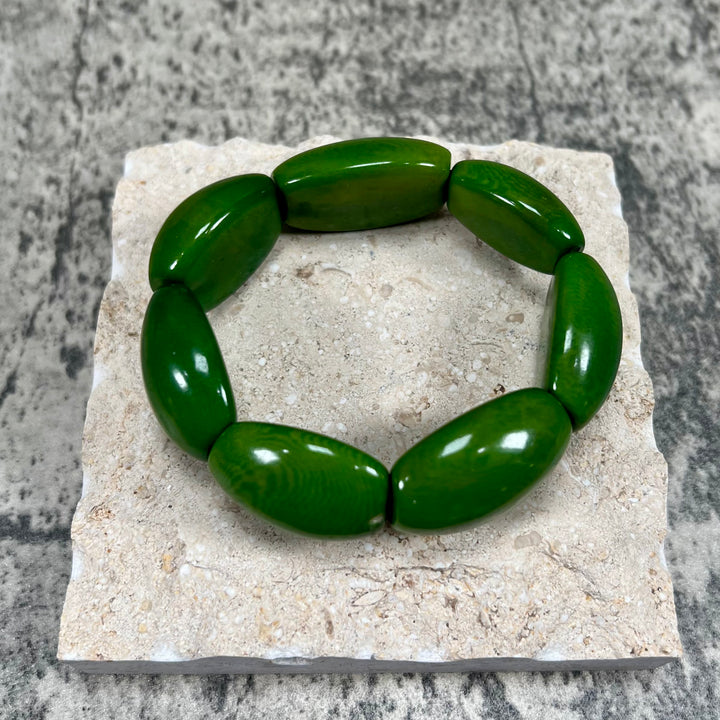 Classic Hand Made and Dyed Tagua Nut Bracelet Ecuador