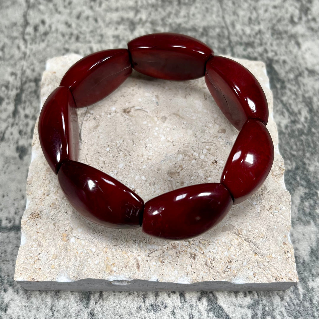 Classic Hand Made and Dyed Tagua Nut Bracelet Ecuador