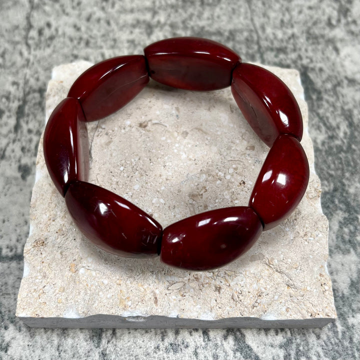 Classic Hand Made and Dyed Tagua Nut Bracelet Ecuador