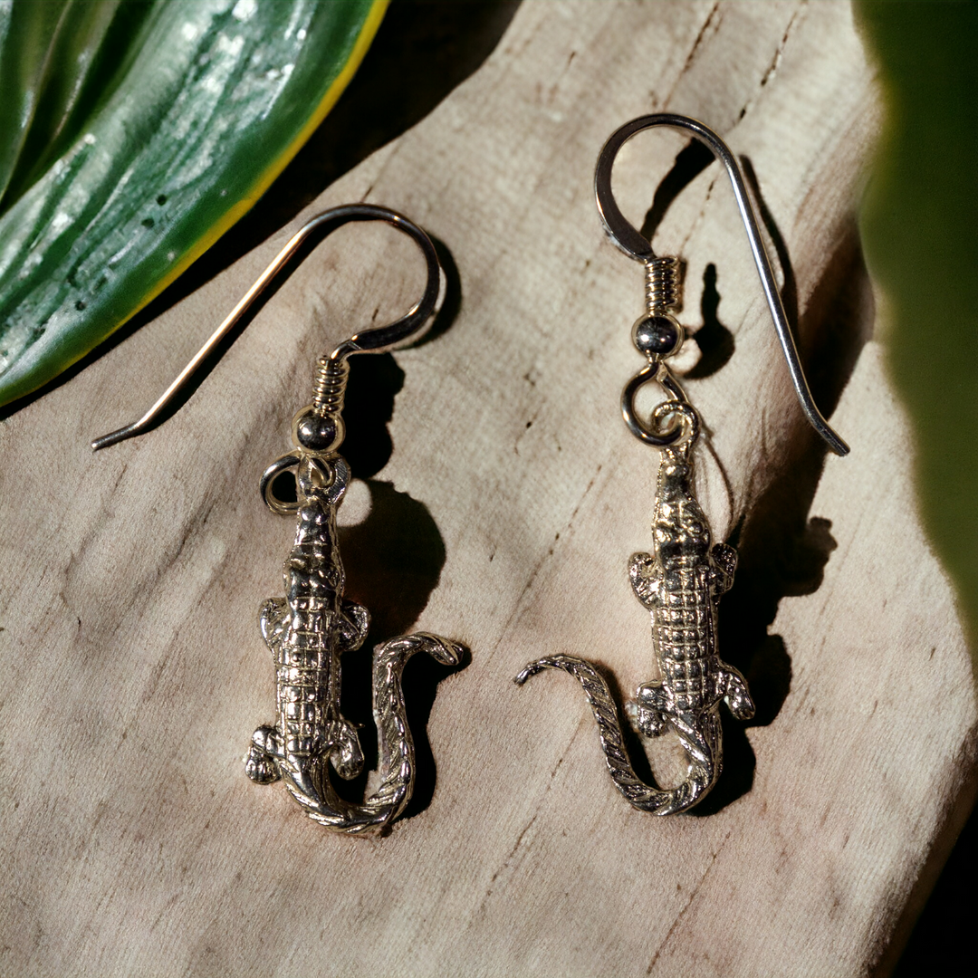 Sterling Silver Alligator Earrings