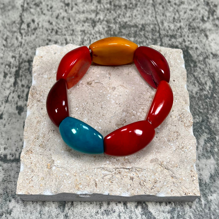 Classic Hand Made and Dyed Tagua Nut Bracelet Ecuador
