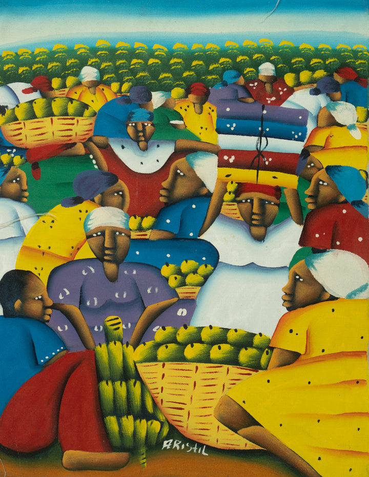 Haitian Painting Vivid Marketplace