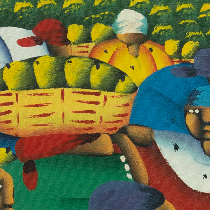 Haitian Painting Vivid Marketplace