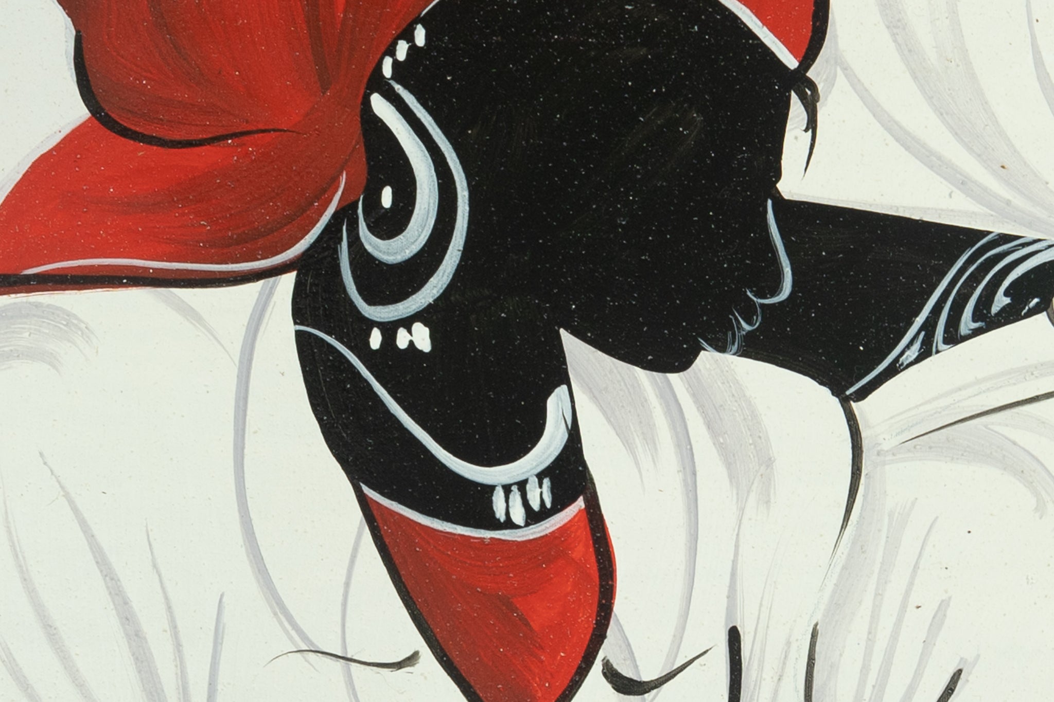 Haitian Painting Conversations in Crimson
