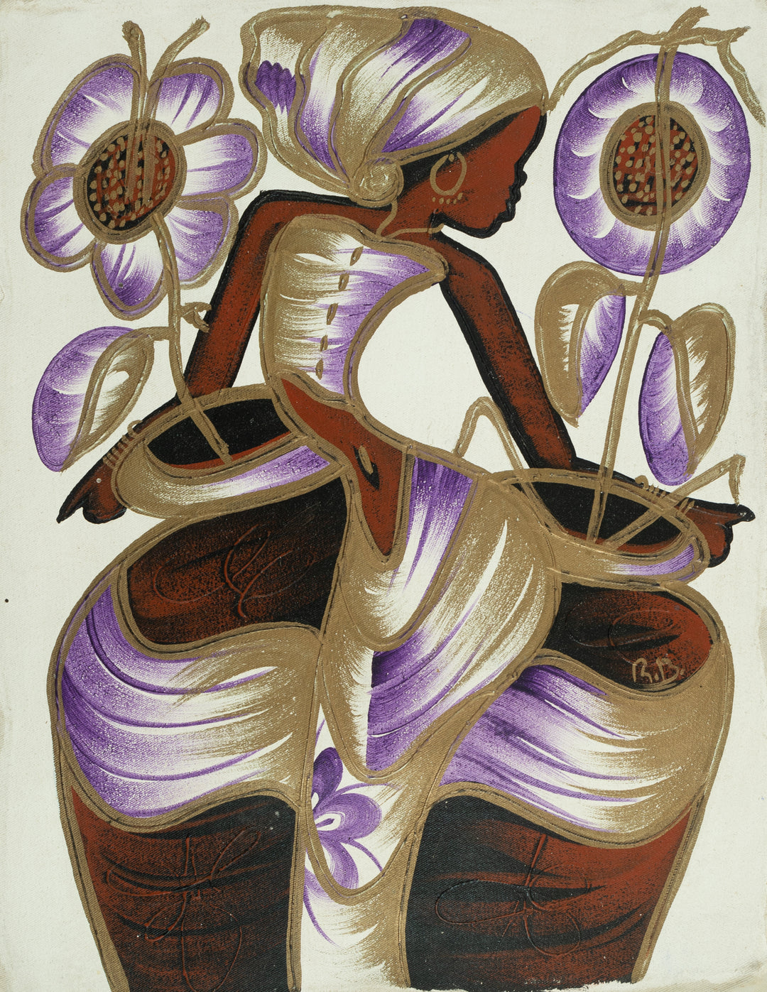 Haitian Painting Floral Embrace