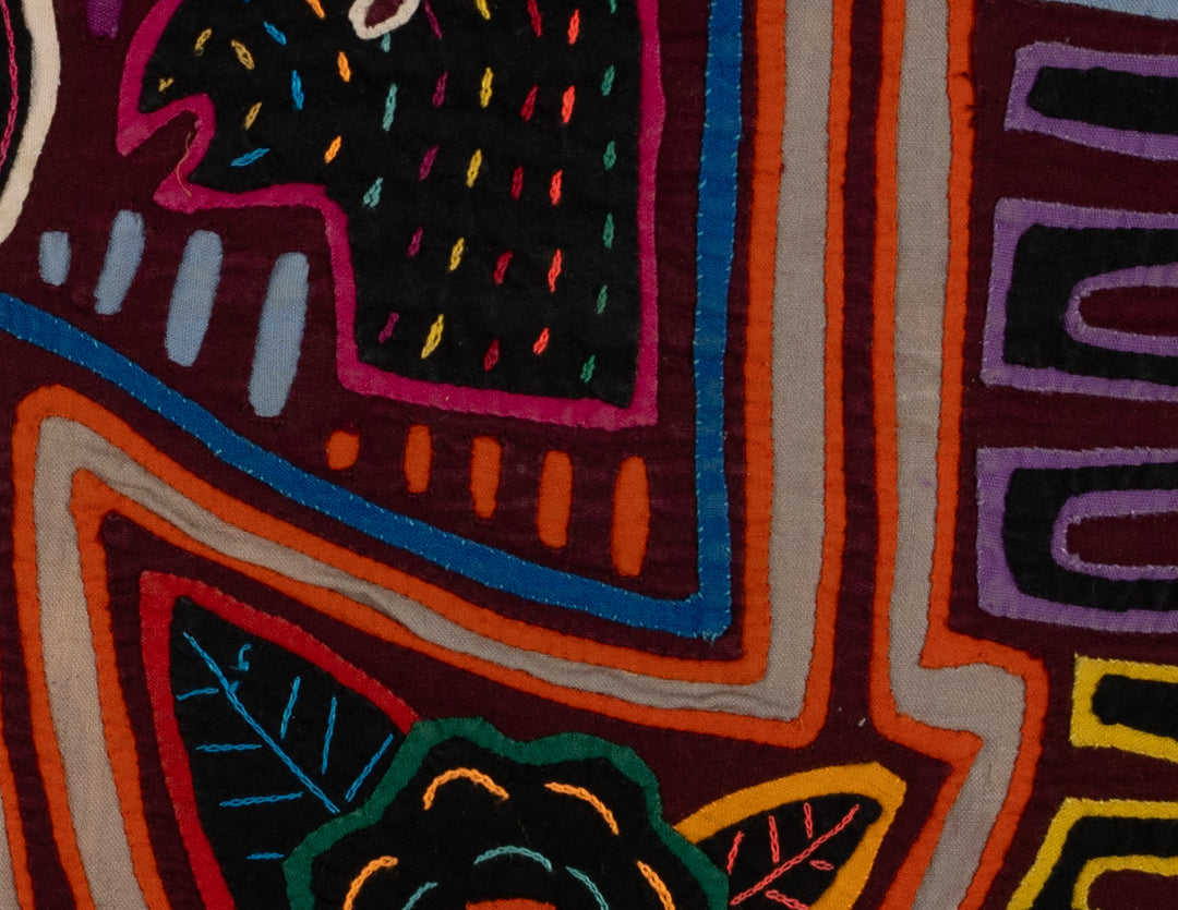 Traditional Burgundy Orange And Gray Talking Head Mola
