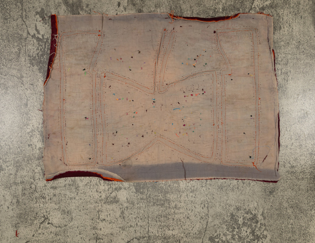 Traditional Burgundy Orange And Gray Talking Head Mola