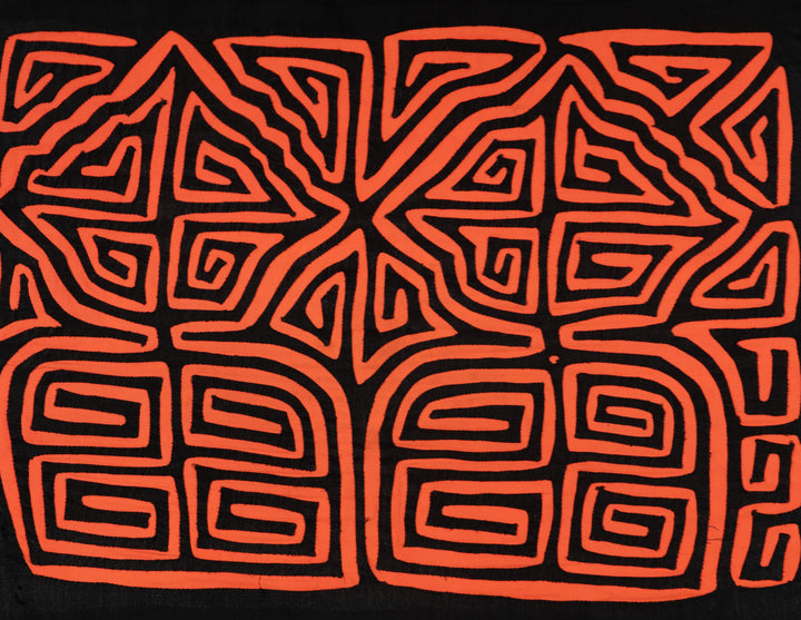 Traditional Black And Neon Orange Classic Design Mola