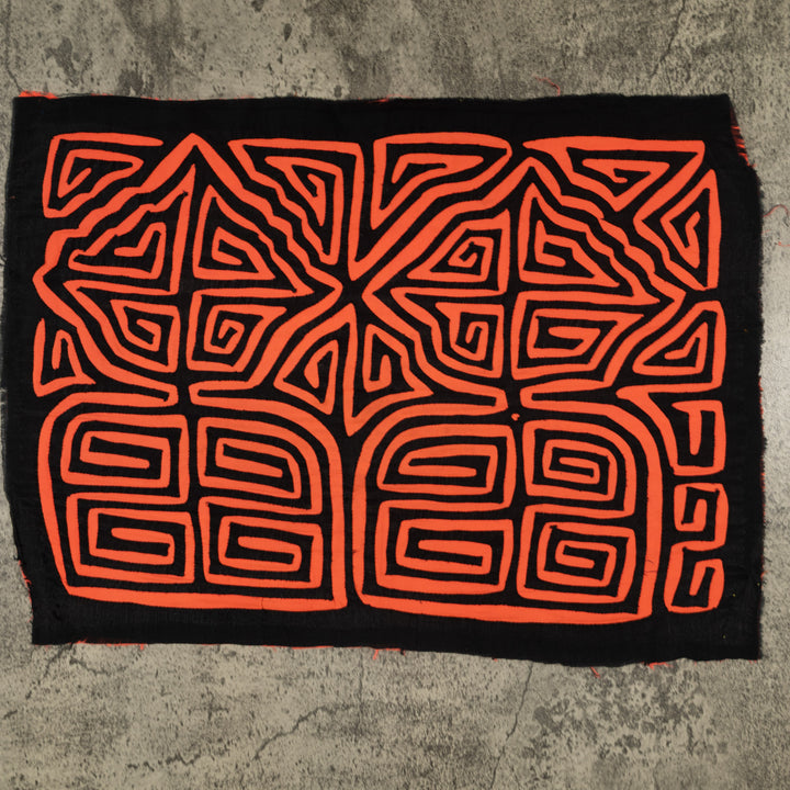 Traditional Black And Neon Orange Classic Design Mola