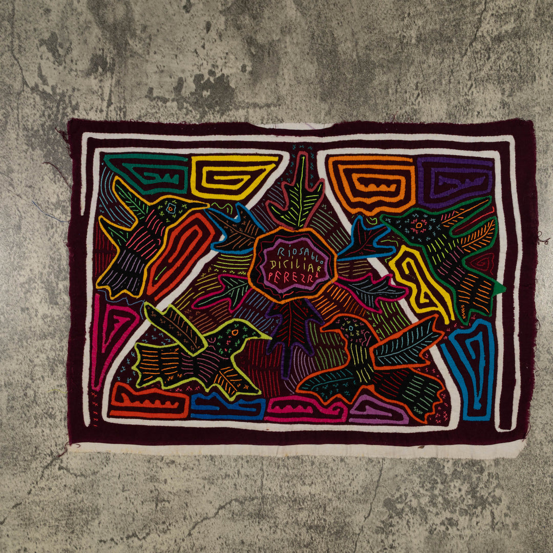 Traditional Multi-Color Bird And Flower Mola