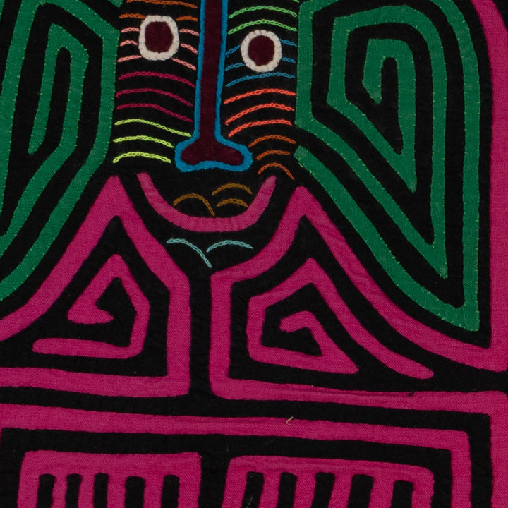 Traditional Pink And Black Twin Sister Mola