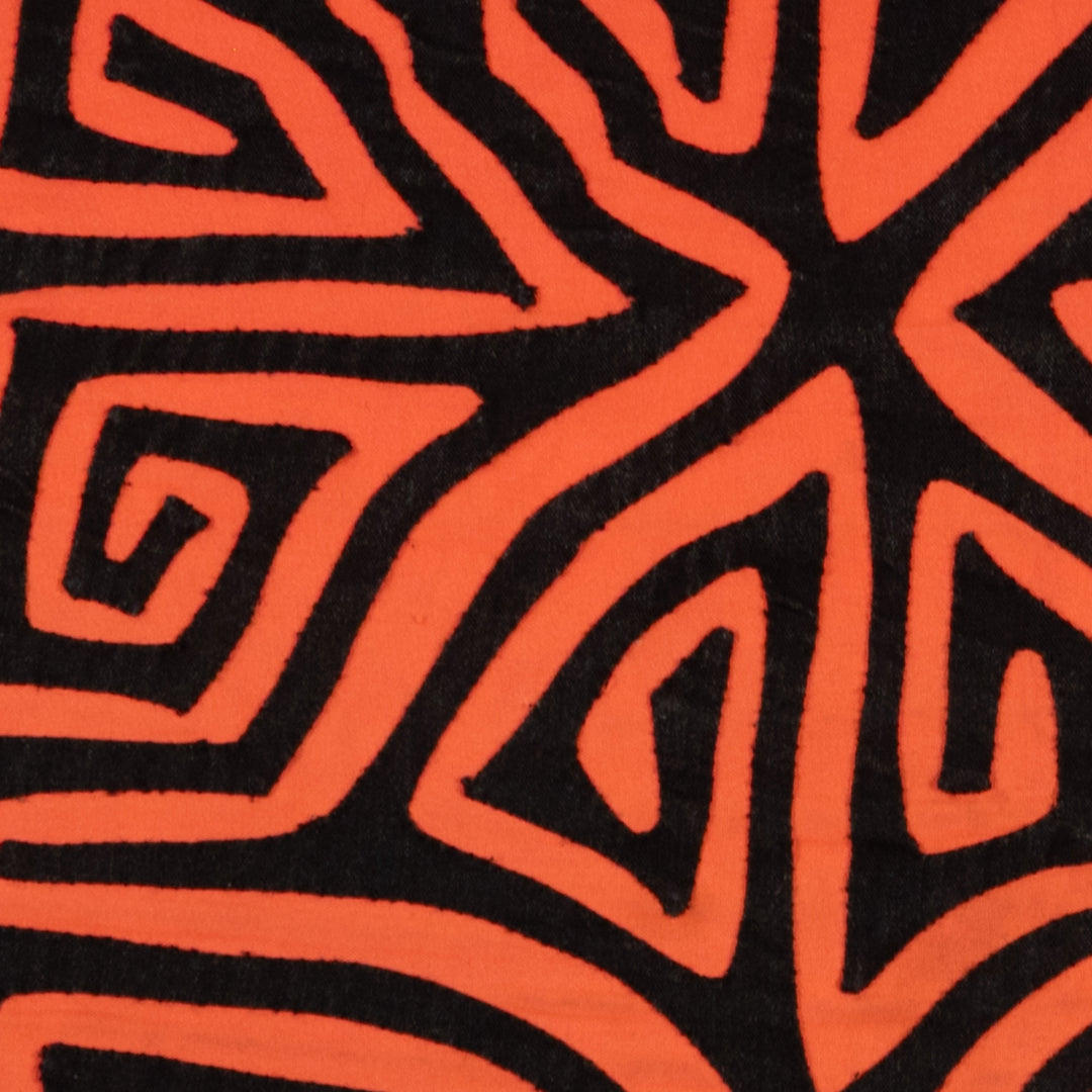 Traditional Black And Neon Orange Classic Design Mola