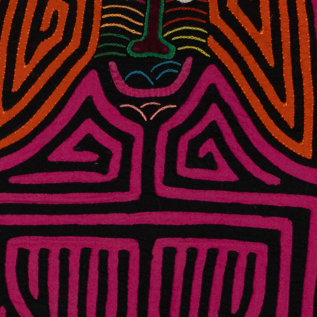 Traditional Pink And Black Twin Sister Mola