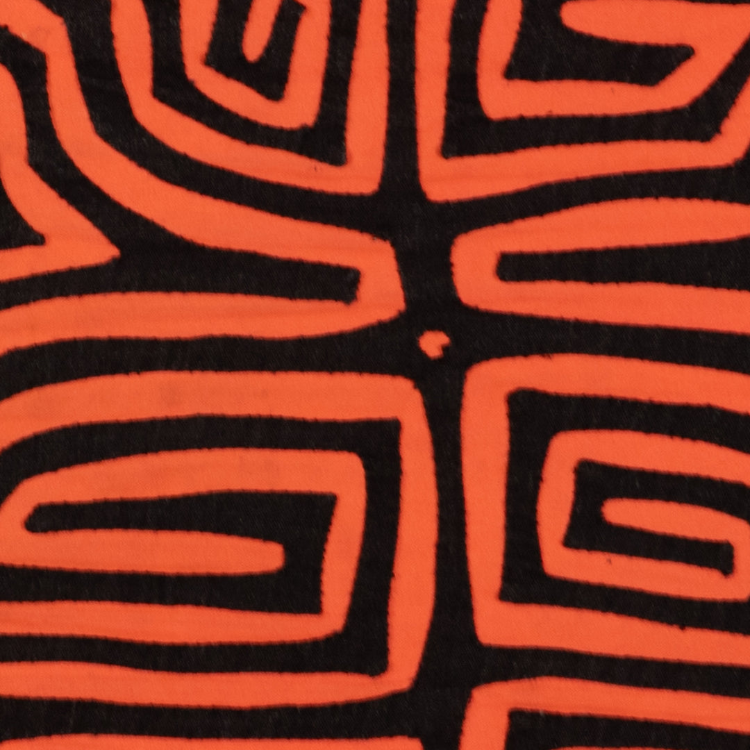 Traditional Black And Neon Orange Classic Design Mola