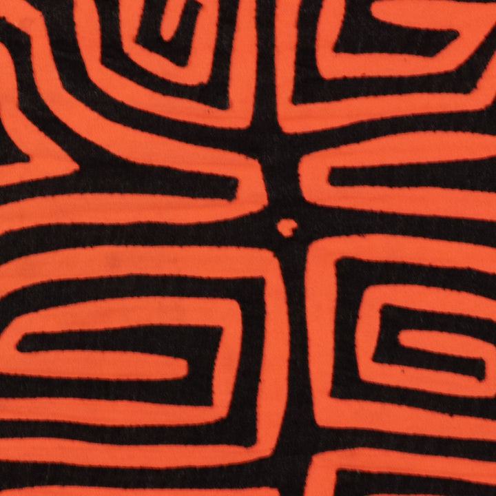 Traditional Black And Neon Orange Classic Design Mola