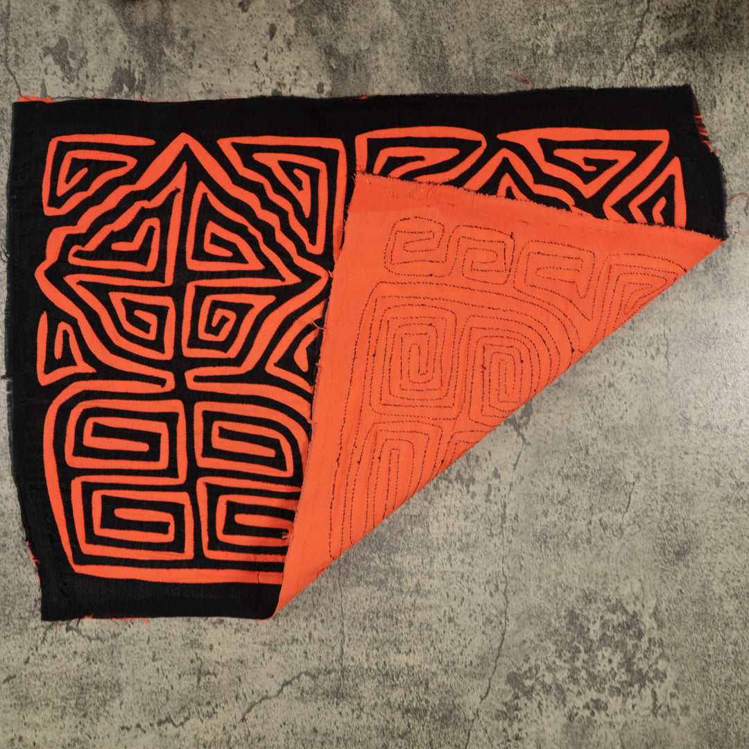 Traditional Black And Neon Orange Classic Design Mola