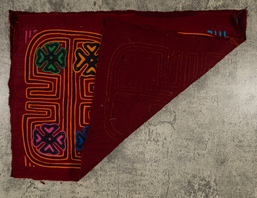 Traditional Burgundy And Orange Stars Galore Mola