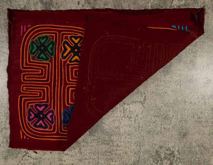 Traditional Burgundy And Orange Stars Galore Mola