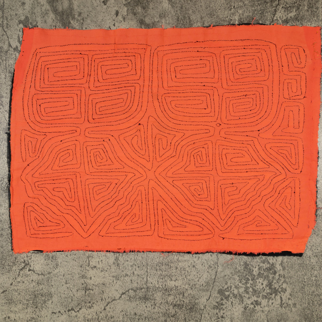 Traditional Black And Neon Orange Classic Design Mola