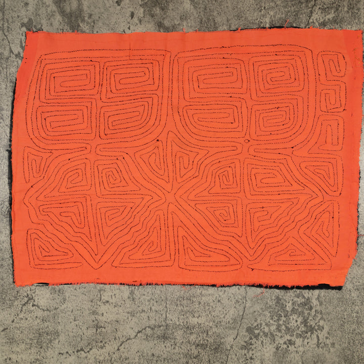 Traditional Black And Neon Orange Classic Design Mola