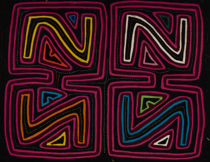 Traditional Rose Pink Yellow And Black Z Mola