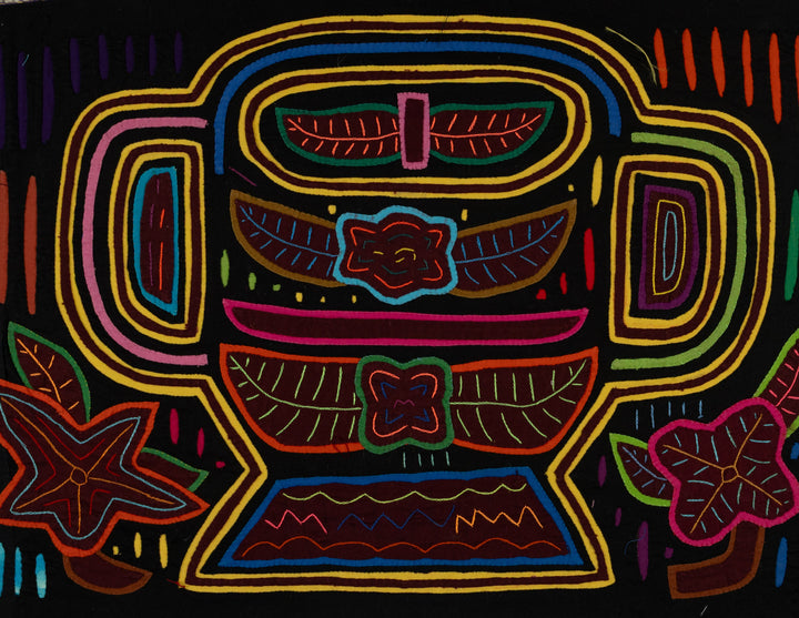 Traditional Black And Golden Chalice Mola