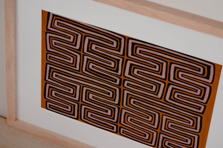Traditional Orange Black And Cream Classic Design Mola