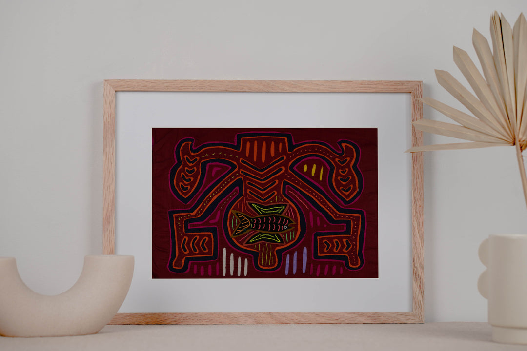 Traditional Red Orange And Black Classic Design Mola
