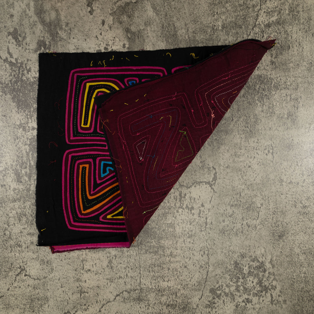 Traditional Rose Pink Yellow And Black Z Mola