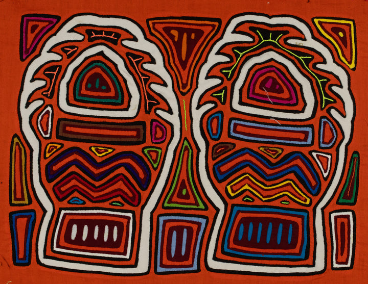 Traditional Orange And White Blazing Basket Mola