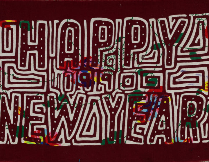 Vintage Red And White Happy New Year Mola