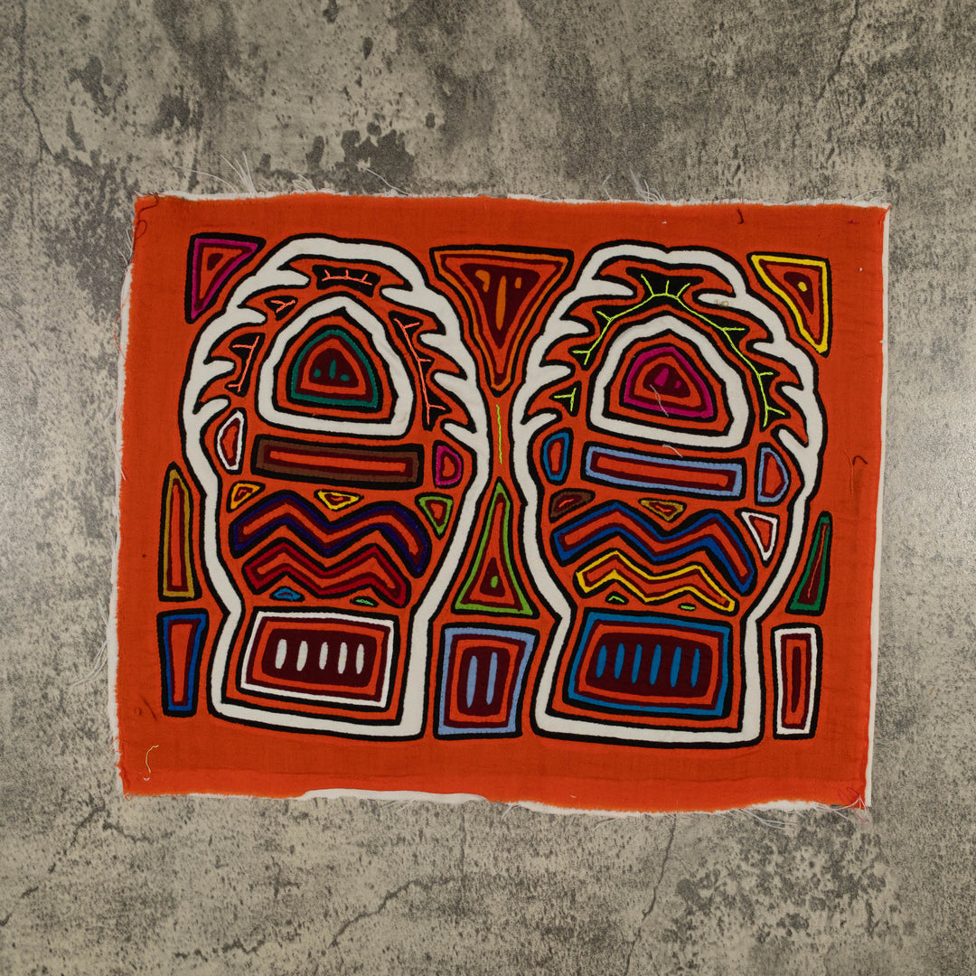 Traditional Orange And White Blazing Basket Mola