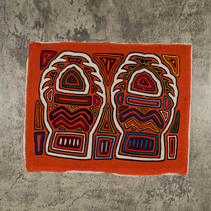 Traditional Orange And White Blazing Basket Mola