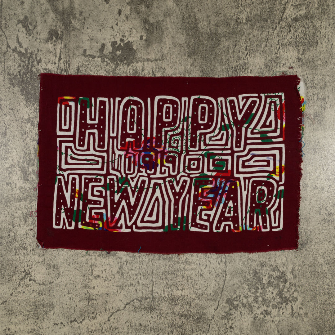 Vintage Red And White Happy New Year Mola