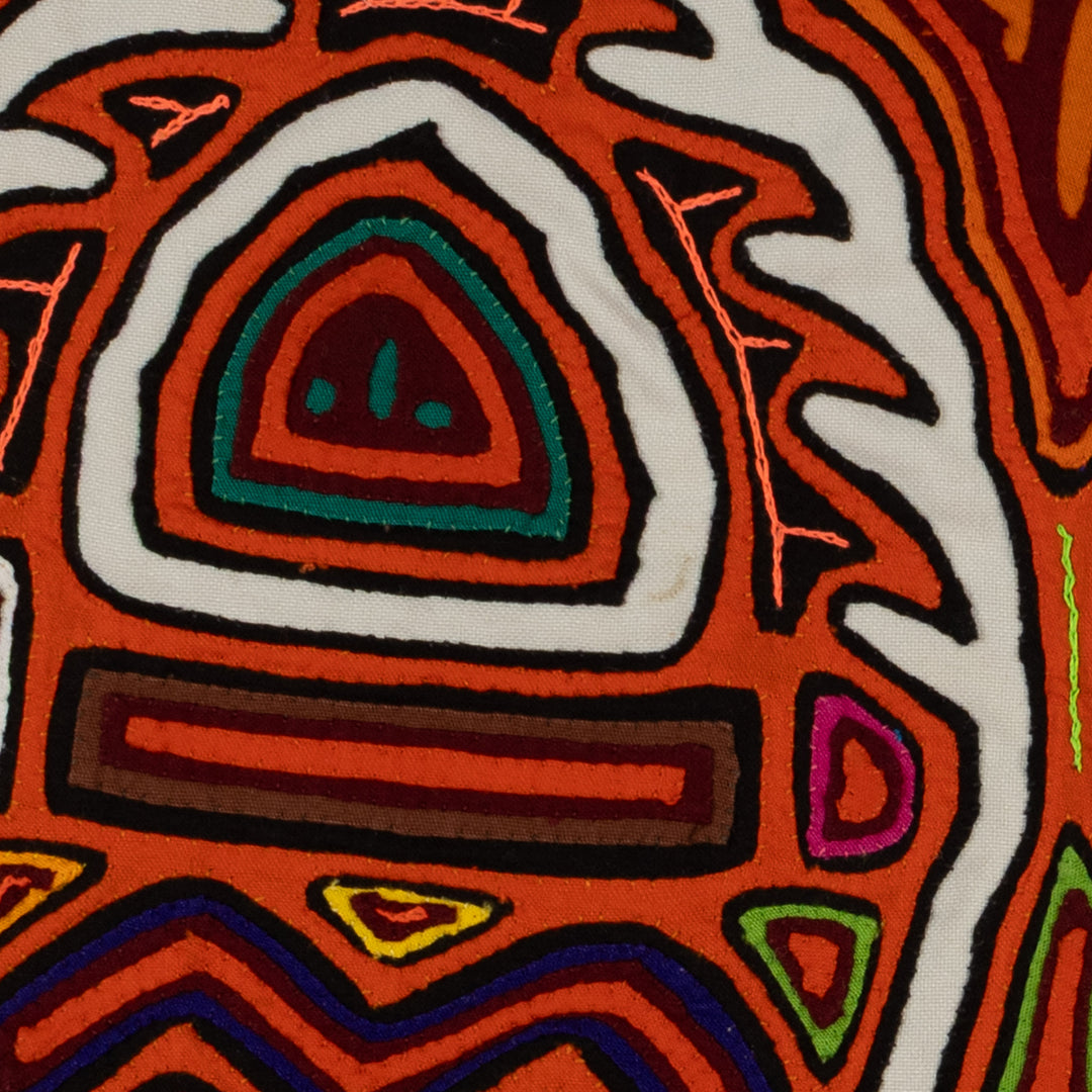 Traditional Orange And White Blazing Basket Mola