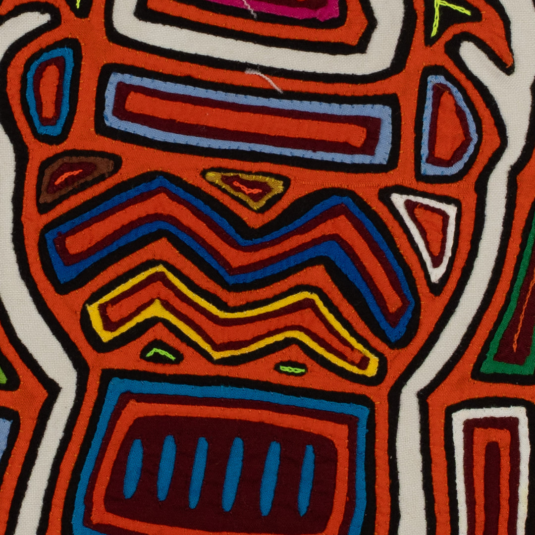 Traditional Orange And White Blazing Basket Mola