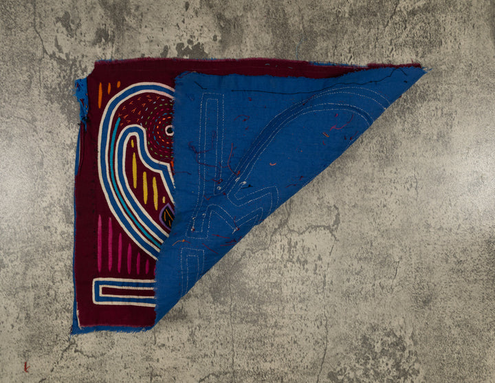 Traditional Burgundy Blue And White Coy Swan Mola