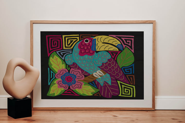 Fantasy Purple And Blue Toucan Parrot Bird Mola