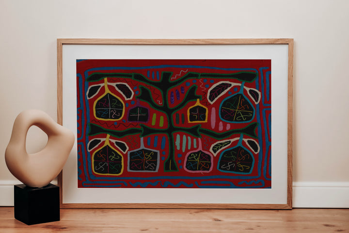 Vintage Red And Blue Autumn Leaves Mola