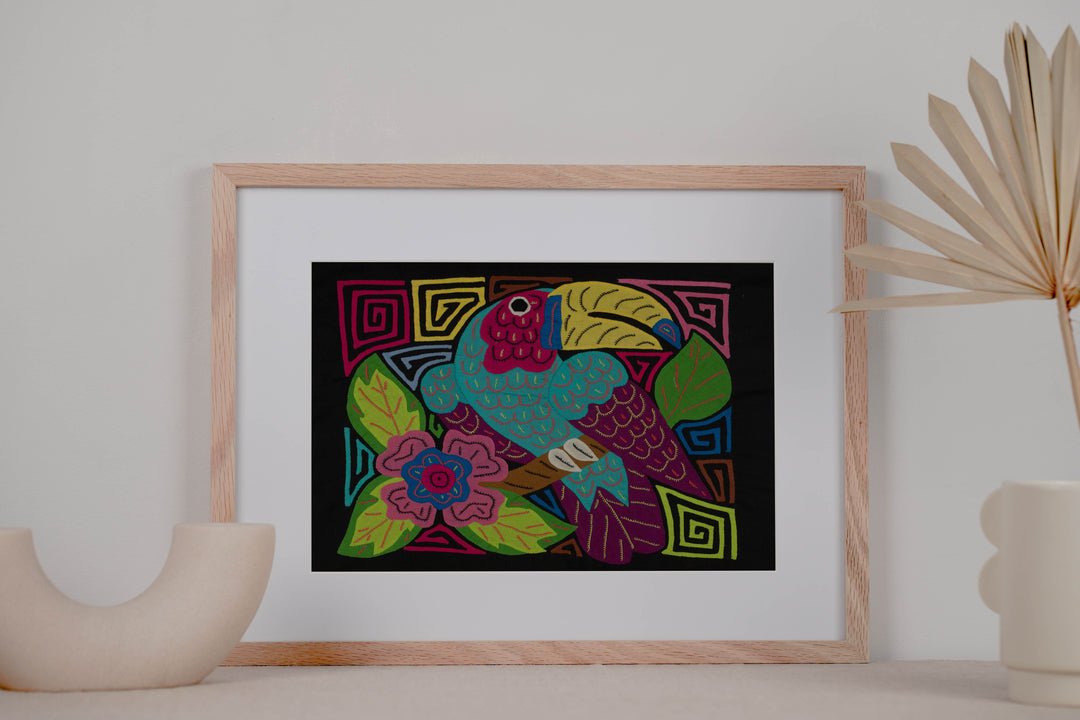 Fantasy Purple And Blue Toucan Parrot Bird Mola