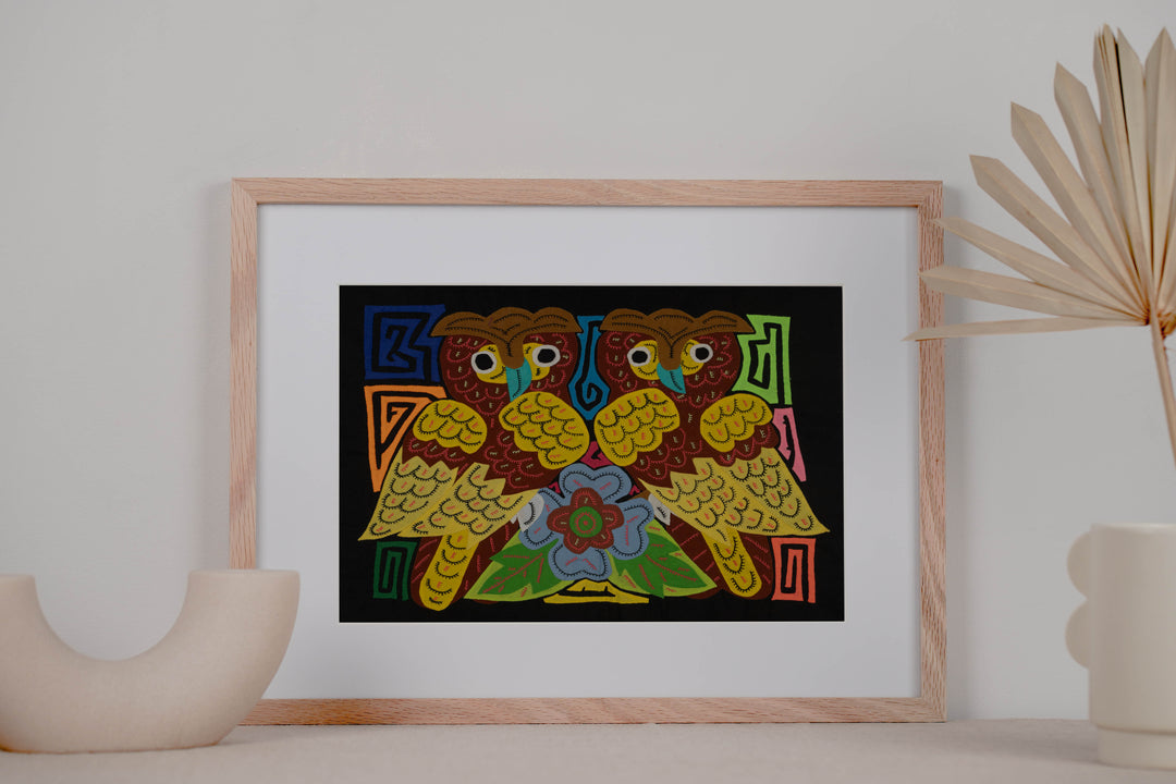 Fantasy Brown And Yellow Two Owl Bird Mola